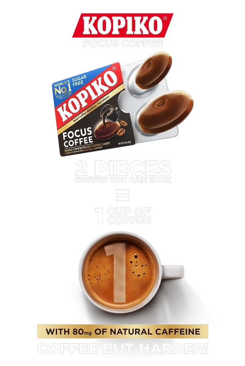 Kopiko Focus Coffee - 12 Display Boxes, 12 Packs per Box